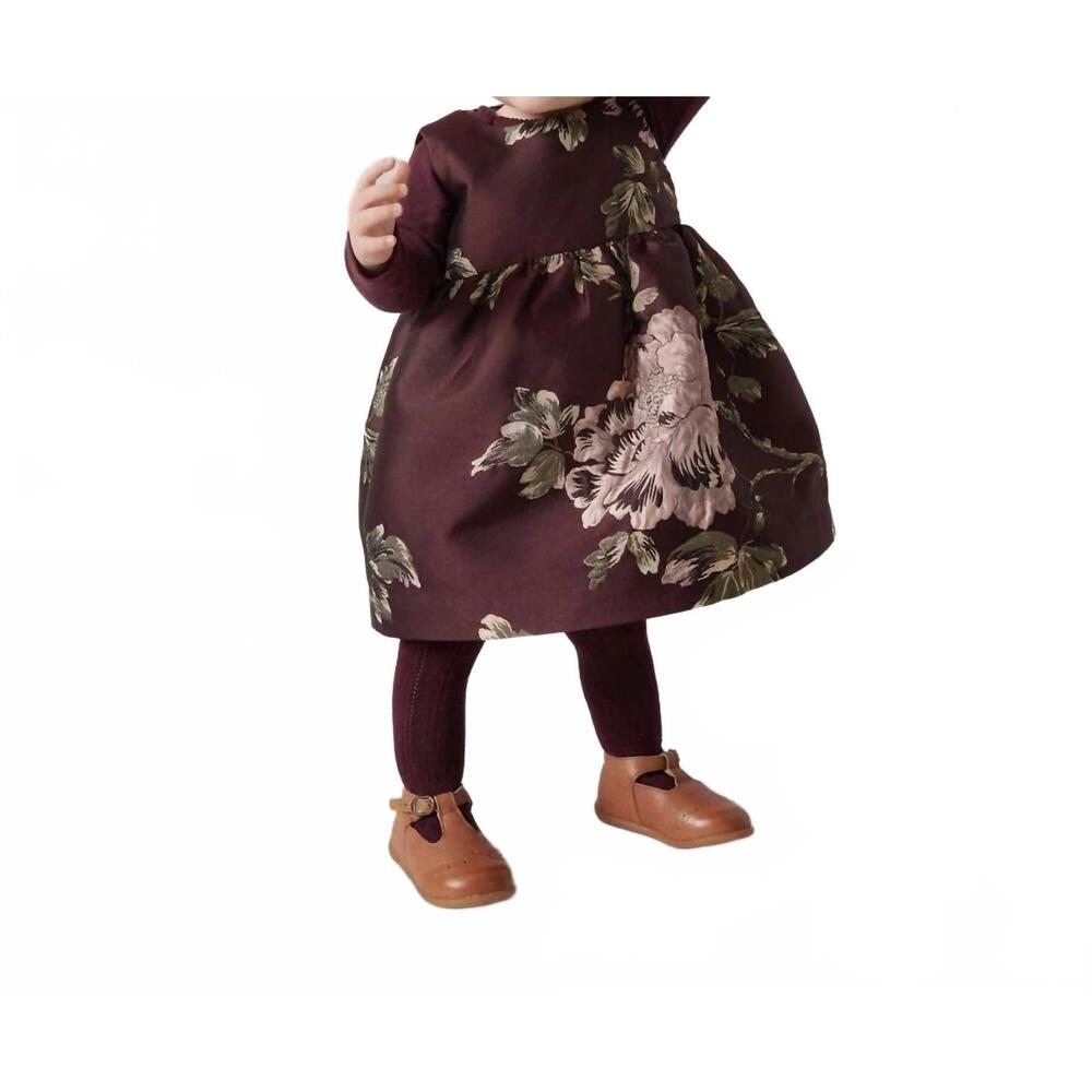 NEW MARMAR COPENHAGEN daelyna long sleeve dress in deep mulberry jacquard